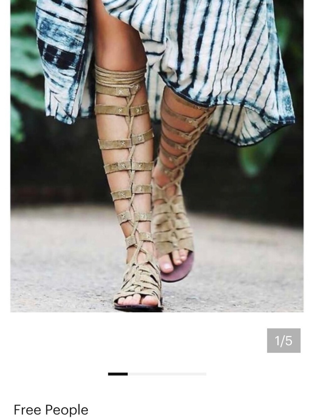 Free People Knee-High Suede  Gladiator Sandals in Tan